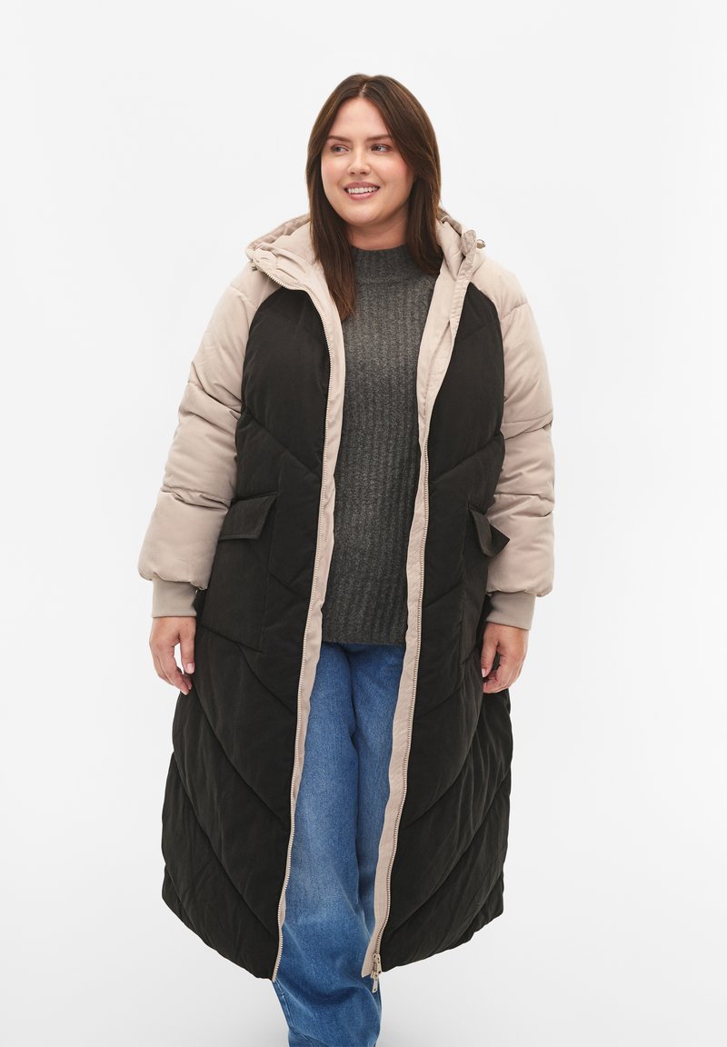 Zizzi COLORBLOCK - Winter coat - black comb/black - Zalando.ie