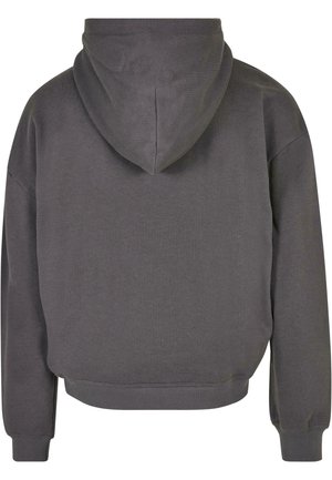 Huppari harmaasta kankaasta, jossa on säädettävä huppu, ribbaatut hihansuut ja helma. Pehmeä kangas tuntuma ja siisti, minimalistinen muotoilu.