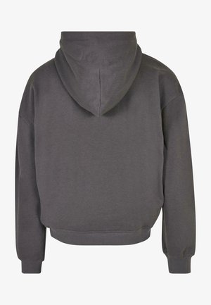 Sivý skrátený mikina s kapucňou na šnúrku, rebrovanými manžetami a lemom. Mäkka tkanina s čistým, minimalistickým dizajnom.