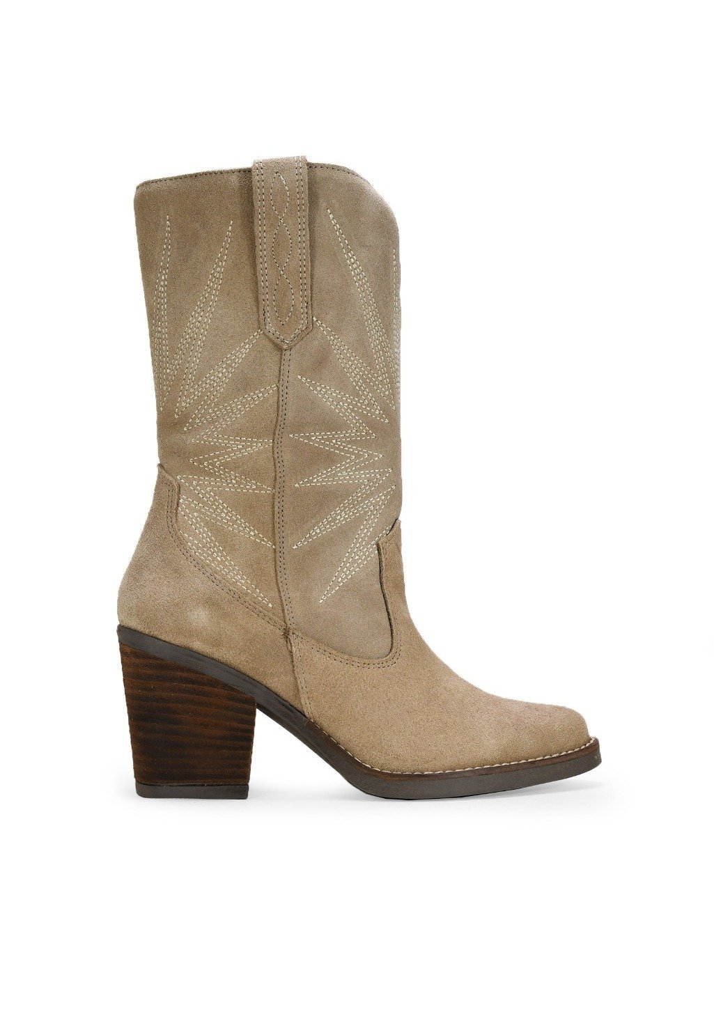 Bota cowboy piel beige y marron - Zapybotas