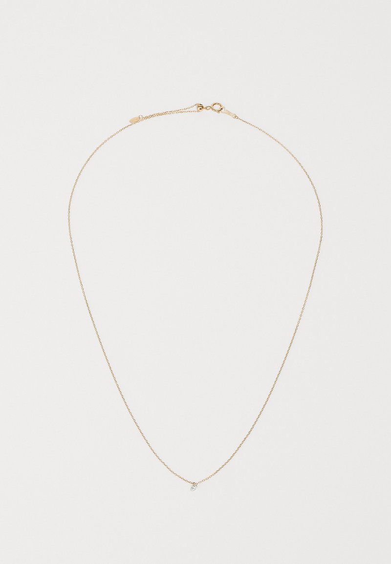 Χρυσή αλυσίδα κολιέ με λεπτό σχέδιο, η οποία διαθέτει μια μικρή πε pendant στην κεντρική θέση. Διαθέσιμη σε λεία, γυαλιστερή υφή.