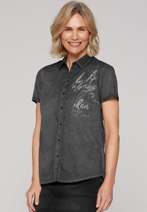 KURZARM INSIDE OIL DYED MIT ARTWORK - Hemdbluse