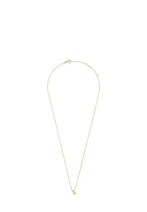 Delicate gouden ketting met een kleine, gouden Capricornus sterrenbeeld hanger, gecentreerd op een witte achtergrond.