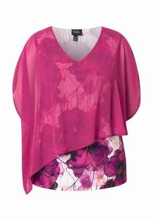 Ulla Popken, WATERCOLOR FLORAL PRINT LAYERED CHIFFON BLOUSE - Blusa - pearl white