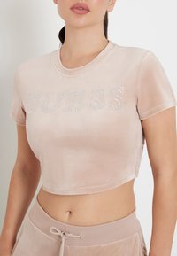 Guess LOGO FRONTALE STRASS - Marškinėliai su spaudiniu - rosa cipria