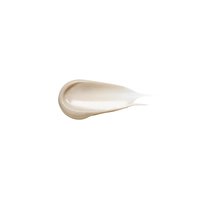Kremete beige kosmetisk produkt i en jevn dråpeform. Teksturen ser glinsende ut med en svak glans, og ligner en tykk lotion.
