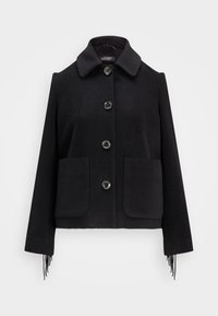 FRINGE-TRIM WOOL-BLEND COAT - Lichte jas - black