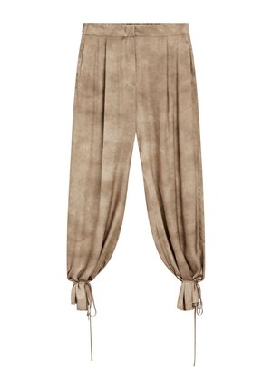 Massimo Dutti, FLOWING PANTS WITH TIE-DETAIL HEM - Stoffhose - beige