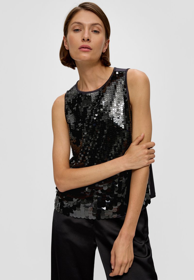 s.Oliver BLACK LABEL PAILLETTES - Blouse - dunkelgrau