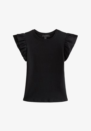 New Look, FRILL SLEEVE TOP - T-shirt basic - black