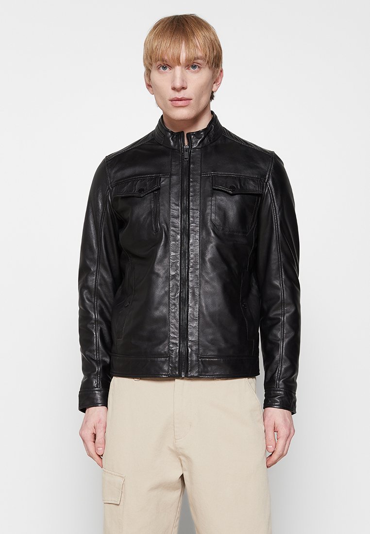 OCHNIK Leren jas zwart OCHNIK Leren jas zwart