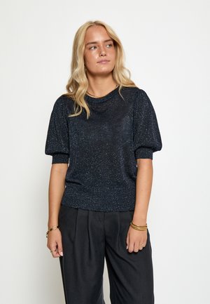 LIVA PUFF SLEEVE - Apdrukāts T-krekls - black