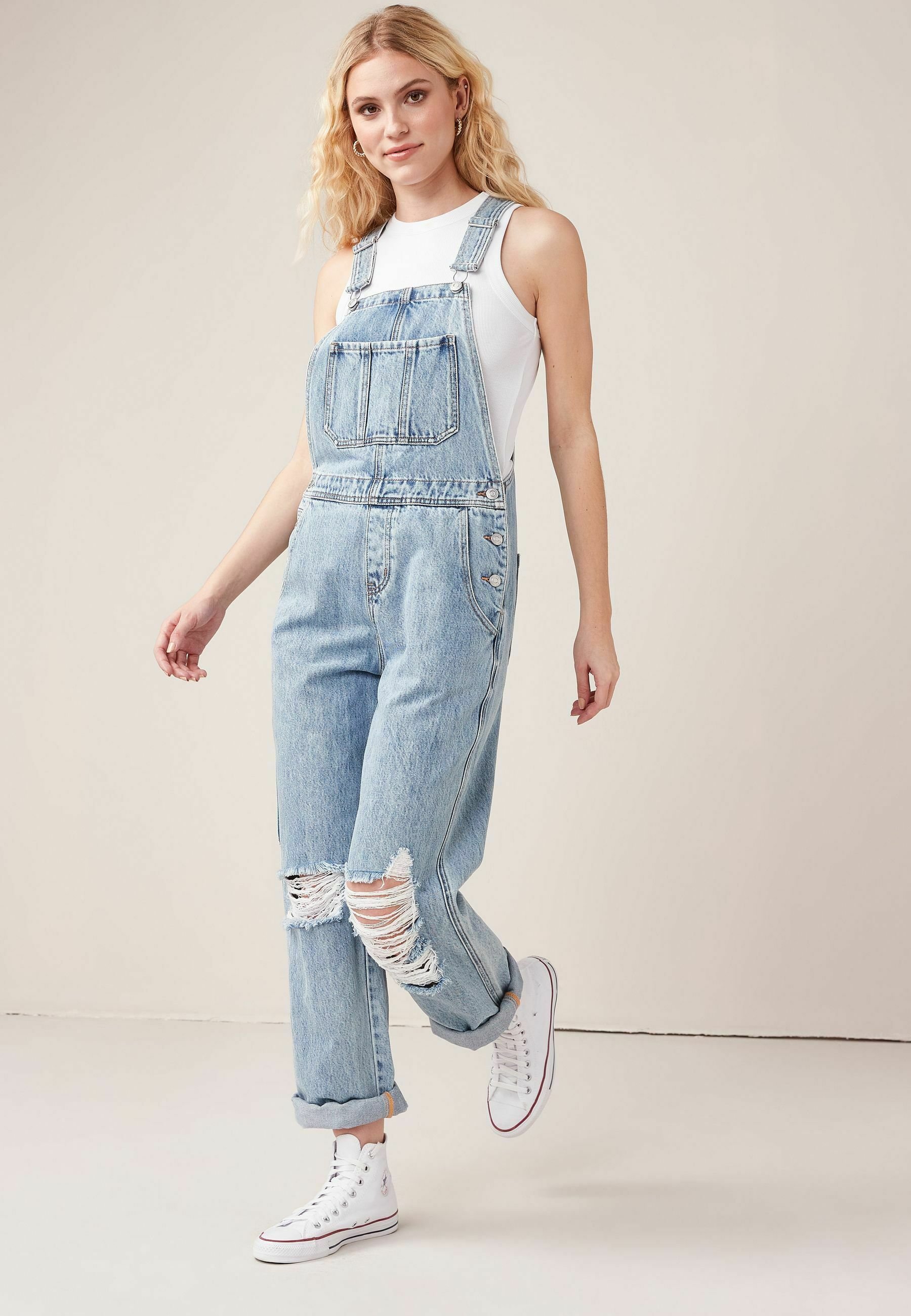Next Dungarees - bleach ripped/blue 