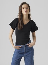 Vero Moda - GINNY V NECK NOOS - T-Shirt print - black Thumbnail-Bild 1