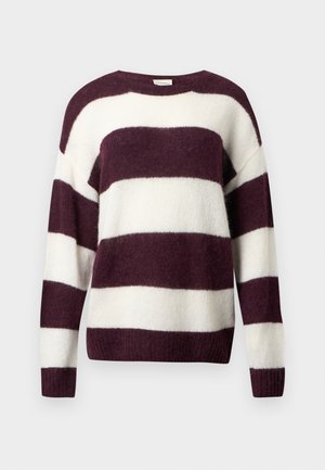 CREW NECK STRIPED - Πουλόβερ - dark raisin red