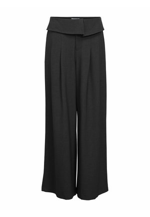 Object, WIDE-LEG TROUSERS FOLDOVER - Pantalon classique - dark grey melange