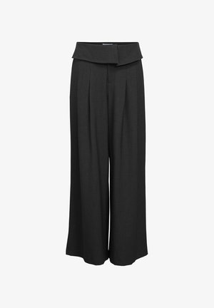 Object, WIDE-LEG TROUSERS FOLDOVER - Pantalon classique - dark grey melange