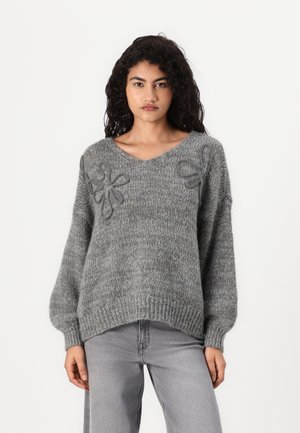 Vero Moda VMLOLLIPOP V NECK - Strikkegenser - medium grey