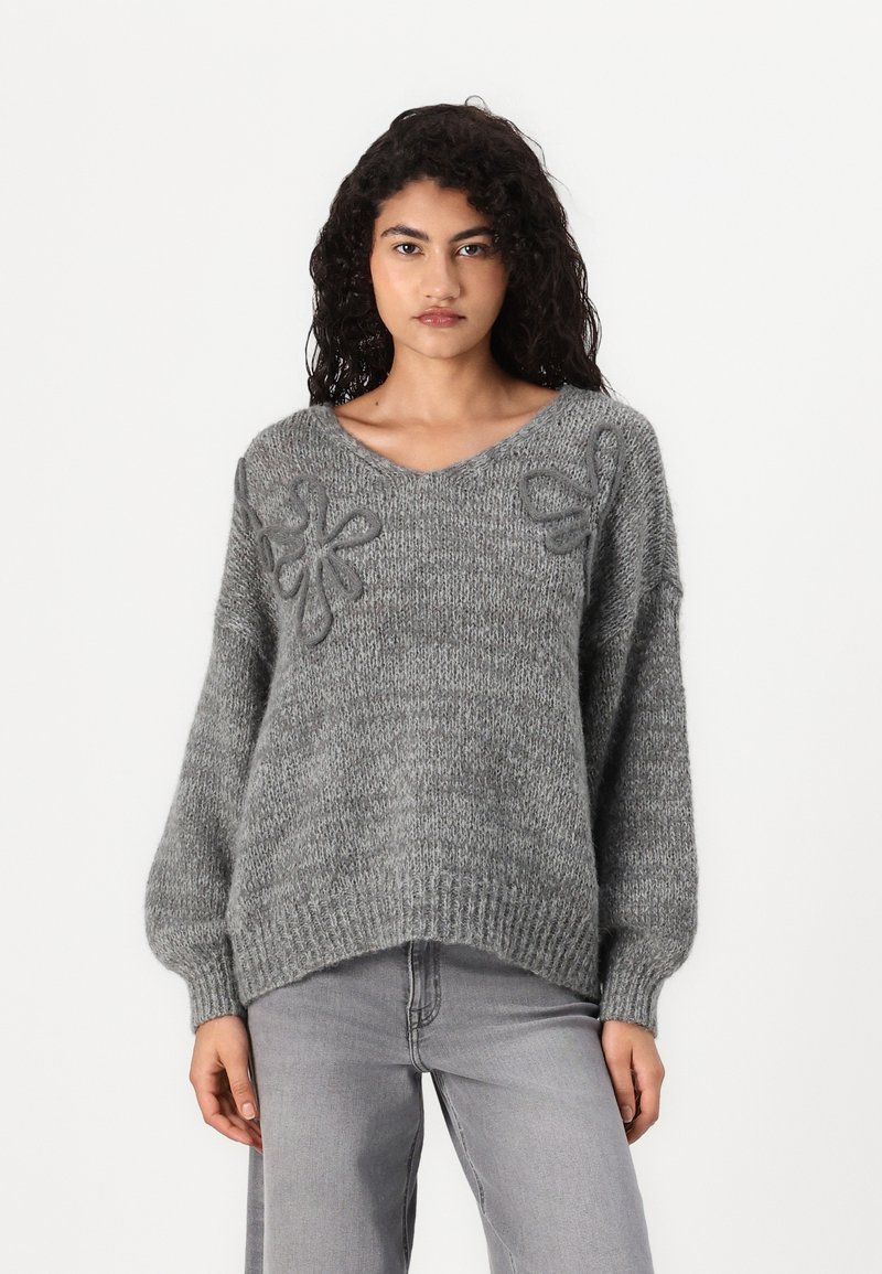 Vero Moda VMLOLLIPOP V NECK - Trui - medium grey