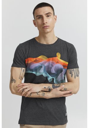 SDPEDRO - Print T-shirt - dark grey melange