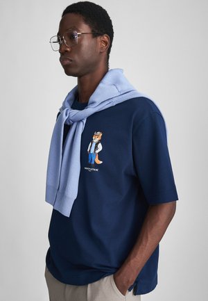 DRESSED FOX TEE - Tričko s potlačou - french navy