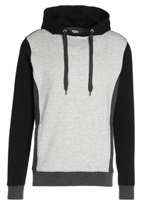 Felpa con cappuccio dal davanti grigio e pannelli laterali neri, realizzata in misto cotone. Presenta coulisse e polsini a costine, con una vestibilità casual.