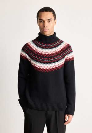 FAIR ISLE TURTLENECK - Svetrík - black