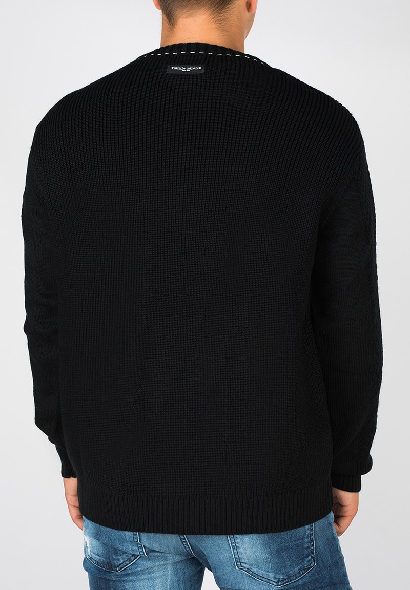 Herren Strickjacken | Frankie Morello Strickpullover schwarz - FX64179 Herren Strickjacken | Frankie Morello Strickpullover schwarz - FX64179