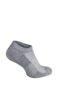 Knöchelsocke in Hellgrau mit einem strukturierten Muster an der Seite, geripptem Bündchen und einer glatten Zehennaht für zusätzlichen Komfort.