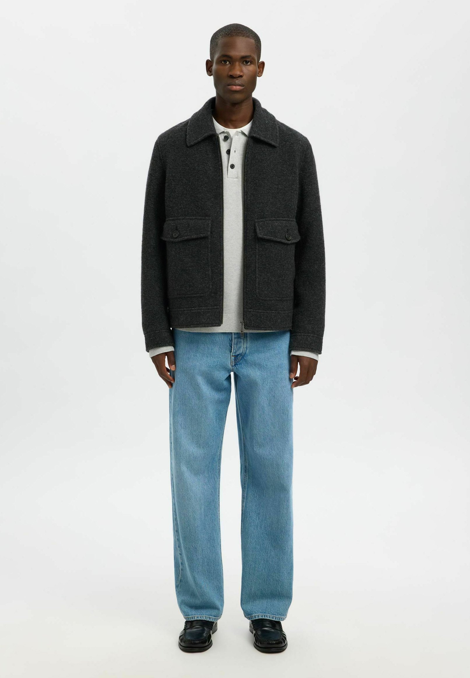 Selected Wool blend - Light jacket - grey melange/grey - Zalando.co.uk