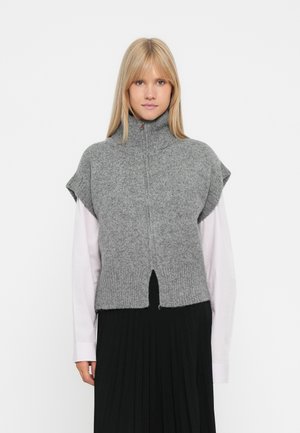VMBANG HIGHNECK ZIPPER - Vest - medium grey melange