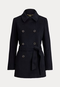 DOUBLE-BREASTED BELTED WOOL-BLEND COAT - Klassischer Mantel - regal navy