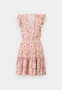 DEEP V NECK DRESS SMOCKED BACK WAIST - Dienas kleita - coral crush