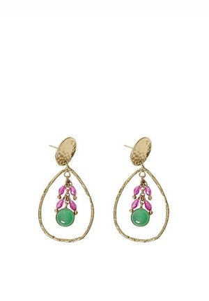 CON PIEZA DE PEDRERÍA EN FORMA DE GOTA CIERRE CON TUERCA Y CLIP - Pendientes - verde