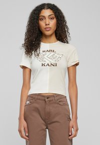 Karl Kani RETRO BLOCK CROP  - Triko s potiskem - offwhite lightsand