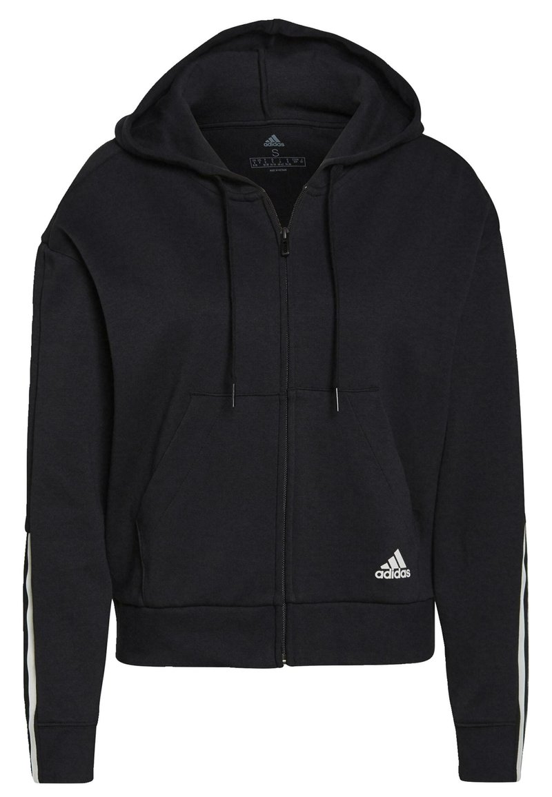 adidas Sportswear ESSENTIALS STRIPES Zipup sweatshirt black white