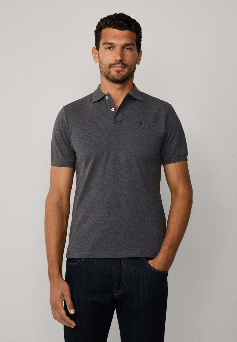 Hackett London SLIM FIT LOGO - Polokošeľa - dark grey marl