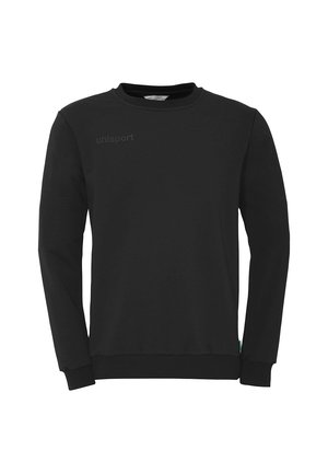 Black sweatshirt made of cotton, featuring a crew neck, long sleeves, and ribbed cuffs. Includes "uhlsport" logo in a subtle design.