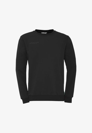 Sort sweatshirt lavet af bomuld, med rund hals, lange ærmer og ribbede manchetter. Inkluderer "uhlsport" logo i et subtilt design.