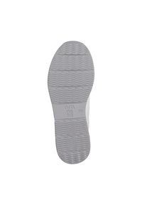 Sole of a shoe, featuring a textured gray rubber bottom with wavy patterns and marked with "ara High Soft" for grip and support.