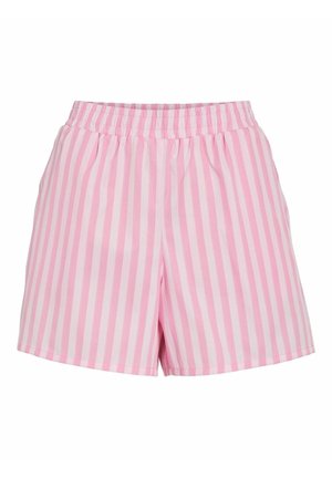 Roze en wit gestreepte shorts met een elastische tailleband. Gemaakt van lichtgewicht stof, met een ontspannen pasvorm en zonder zakken.