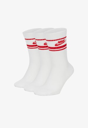 Nike Sportswear LIFESTYLE - TEXTILIEN - SOCKEN ESSENTIAL SOCKS S 3-PACK - Calcetines de deporte - weissrot