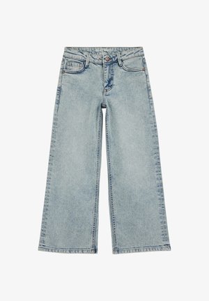 helehallid laia säärega teksad esikinnistuse, lukuga, vööaasade ja viie taskuga disainiga.