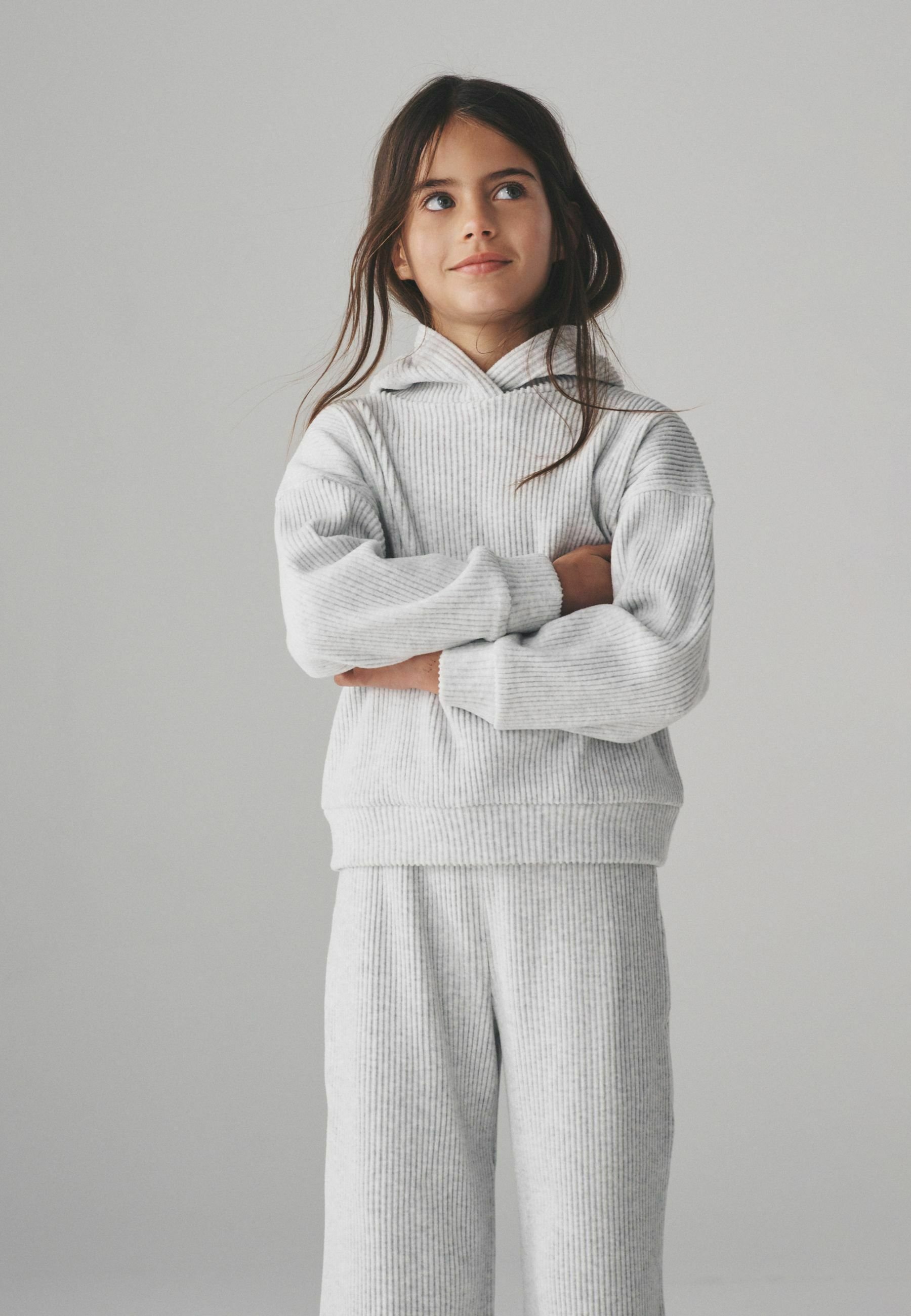 Ensemble Polaire Fille Hiver - Sweat à Capuche + Pantalon Large à Carreaux, Chaud Et Confortable - 4