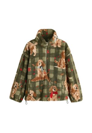 Next, REGULAR FIT - HALF ZIP BORG FLEECE - Fleecejacke - green check charlie the cockapoo