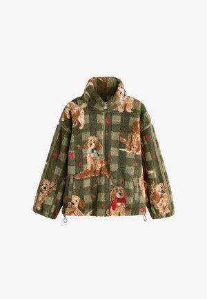 Next, REGULAR FIT - HALF ZIP BORG FLEECE - Fleecejacke - green check charlie the cockapoo