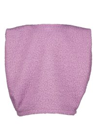 Lavender, textured fabric bucket hat with a soft, plush finish. The shape is rounded with a wide, floppy brim. No visible logos or hardware.