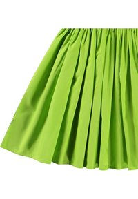 Zielona plisowana spódnica wykonana z lekkiego materiału. Posiada marszczoną talię oraz gładką teksturę. Jasny kolor poprawia widoczność.