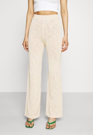 TEXTURED WIDE LEG TROUSERS - Calças - beige