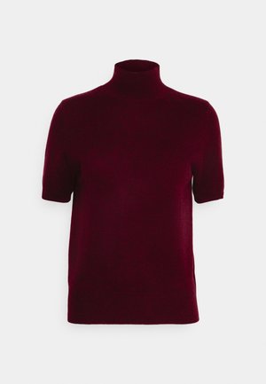 pure cashmere HIGH NECK SHORT SLEEVE - Lihtne T-särk - burgundy